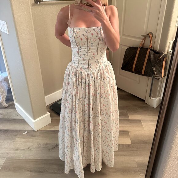 House of CB Ysabella White Posy Print Cotton Maxi Dress - Picture 3 of 4